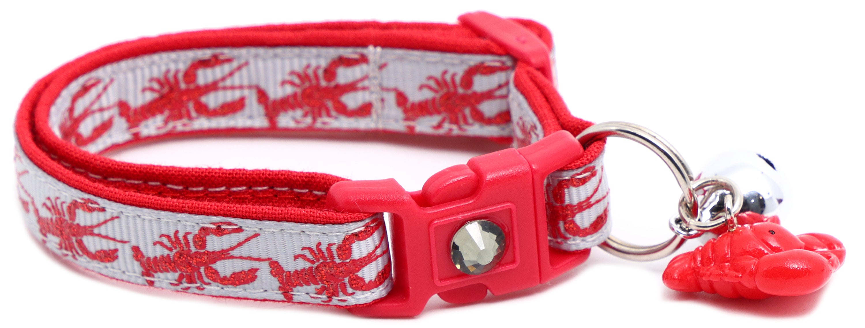 Lobster Breakaway Cat Collar made of reinforced cotton, featuring a breakaway clip and customizable options.